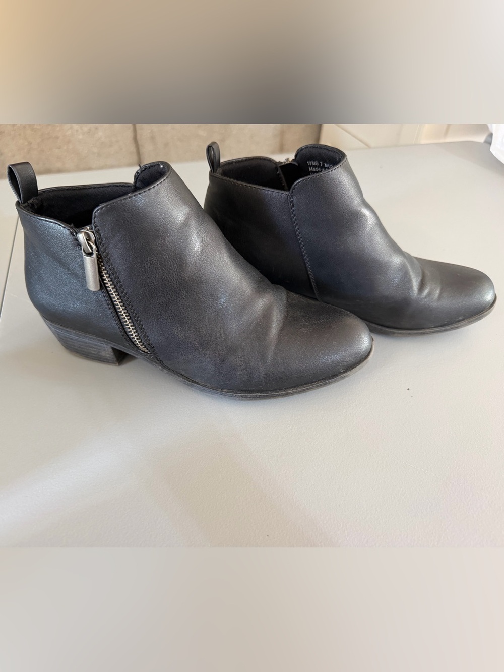 Sonoma Black Leather Ankle Booties with Side Zip Detail
